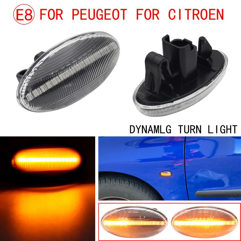 Dynamic Fender Turn Signal For Peugeot Citroen C1 C2 C3 C5 C6 107 206 307 407 607 1007 Berlingo Jumpy Led Light Side Marker