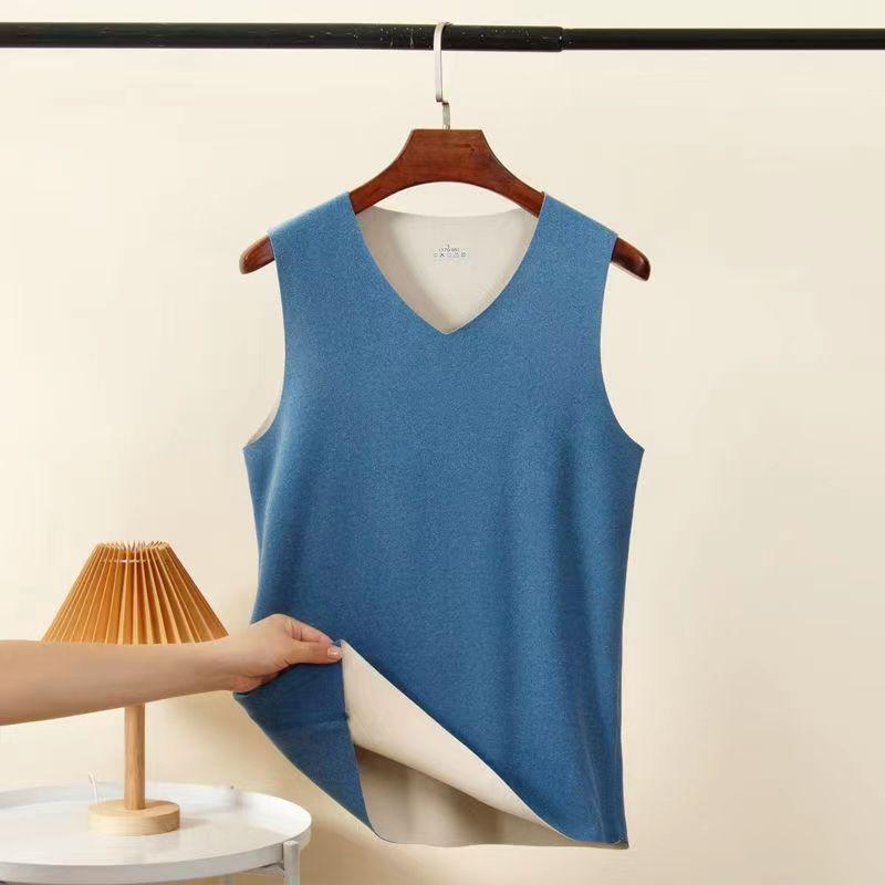 Men's Seamless Quick-Heat Thermal Vest - Double-Sided Sanding, Solid Color, Autumn Innerwear