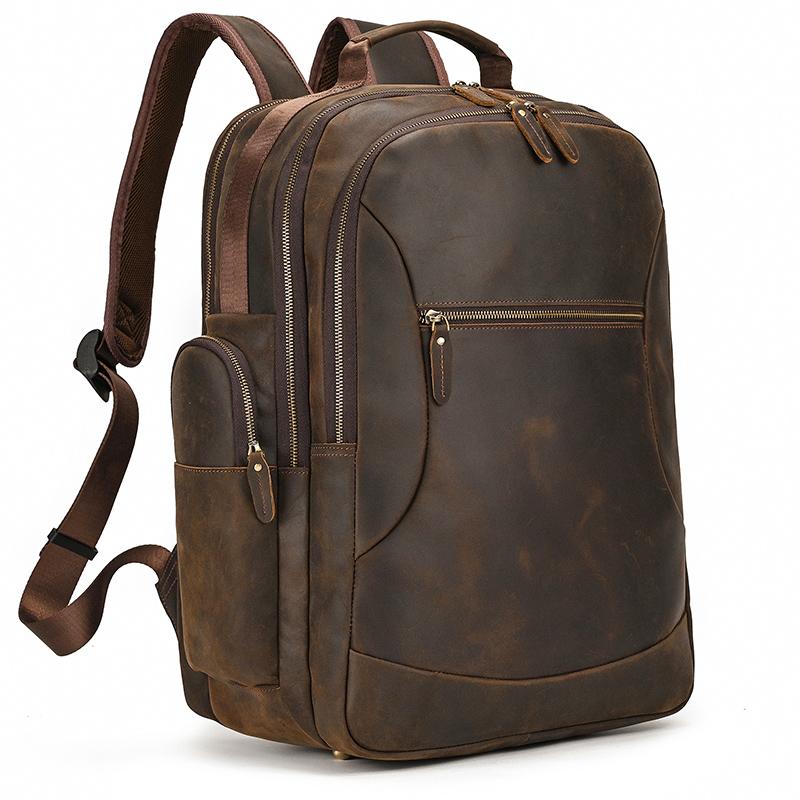 

Thick cowhide backpack 17 laptop backpacks cowskin computer bag business travel leather backpack men s bagpack Big Capacity