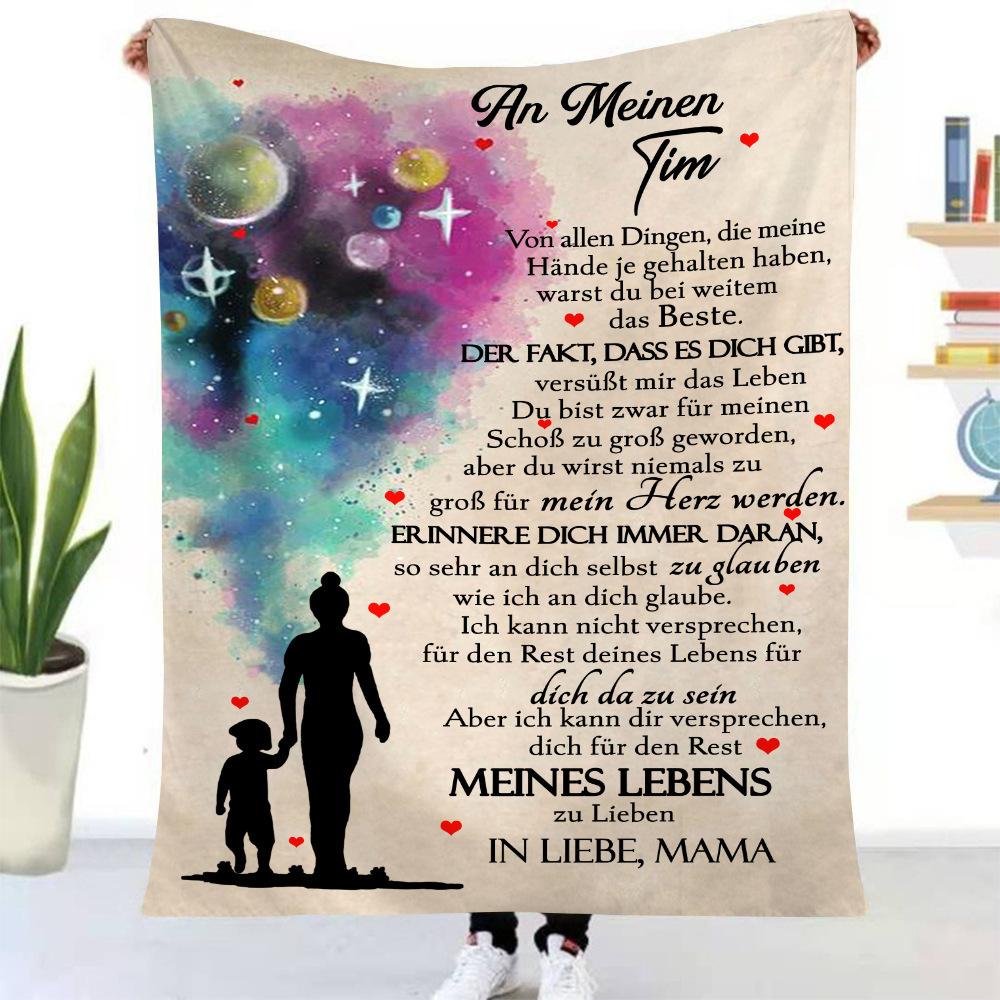 

Mothers Day Greeting digitalprinted polyester Bedroom velvet flannel soft sofa cover blanket Fleece soft sofa cover blankets 75x100cm