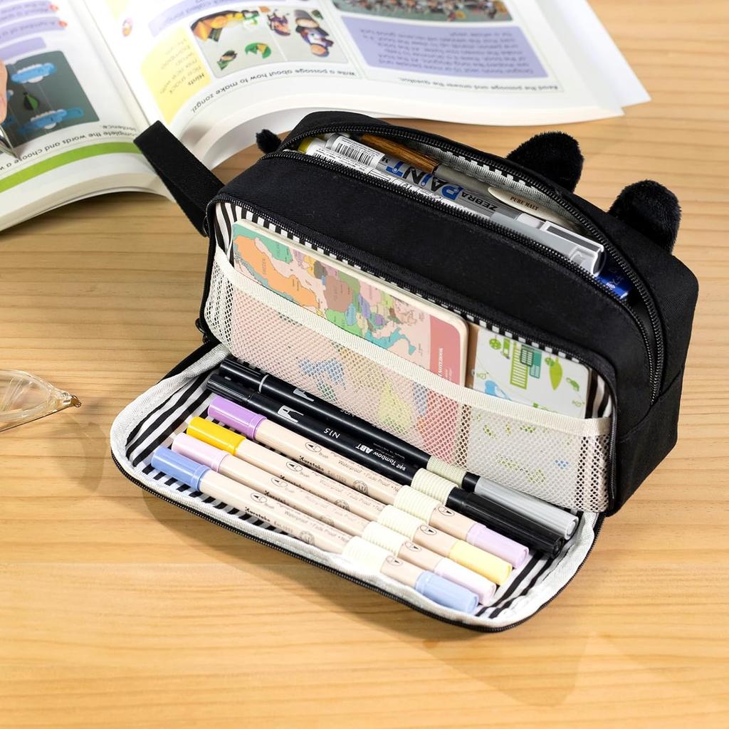 Cute Animal Pen Bag Adorable Animal Pattern Pencil Case Cartoon Pen Bag 3d Embroidered Embroidered Stationery Bag For School