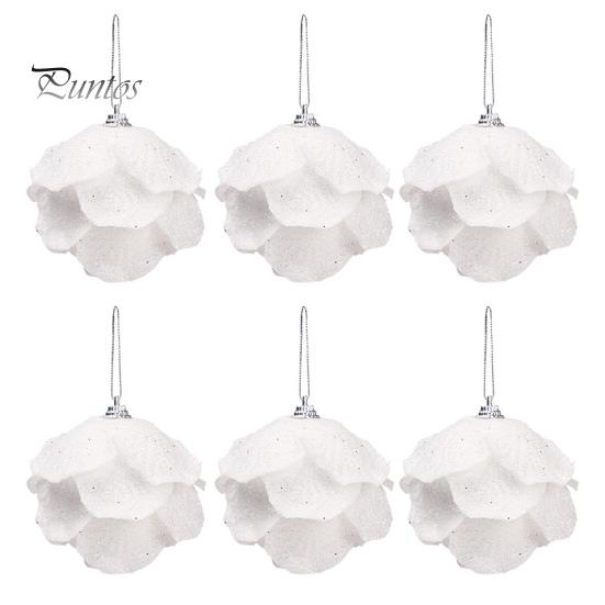 6Pcs Christmas Balls Hanging Pendants with Lanyard Sparkling Finish Widely Used Xmas Tree Hanging Ornaments