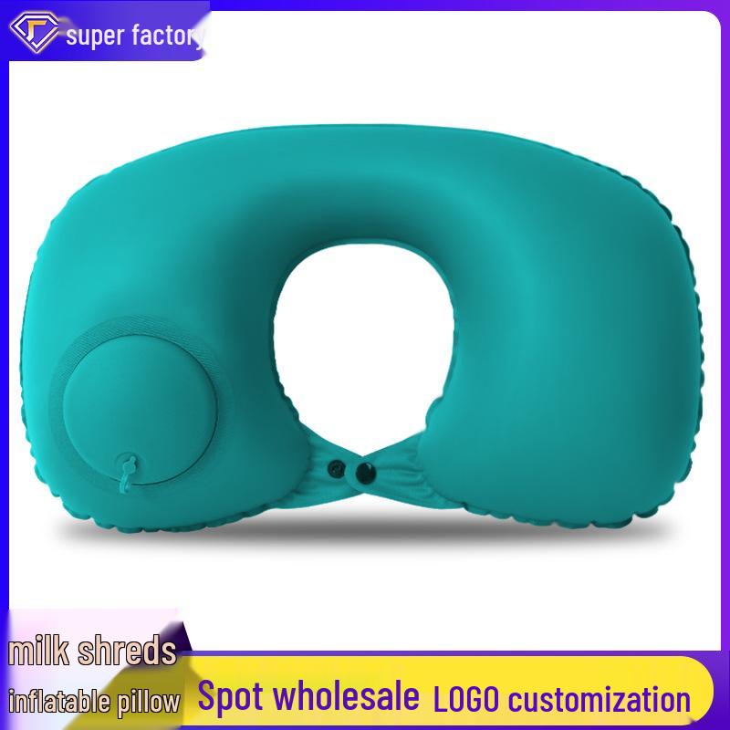 Portable Inflatable U-shaped Neck Pillow for Travel - Milk Silk Press-type for Car & Airplane