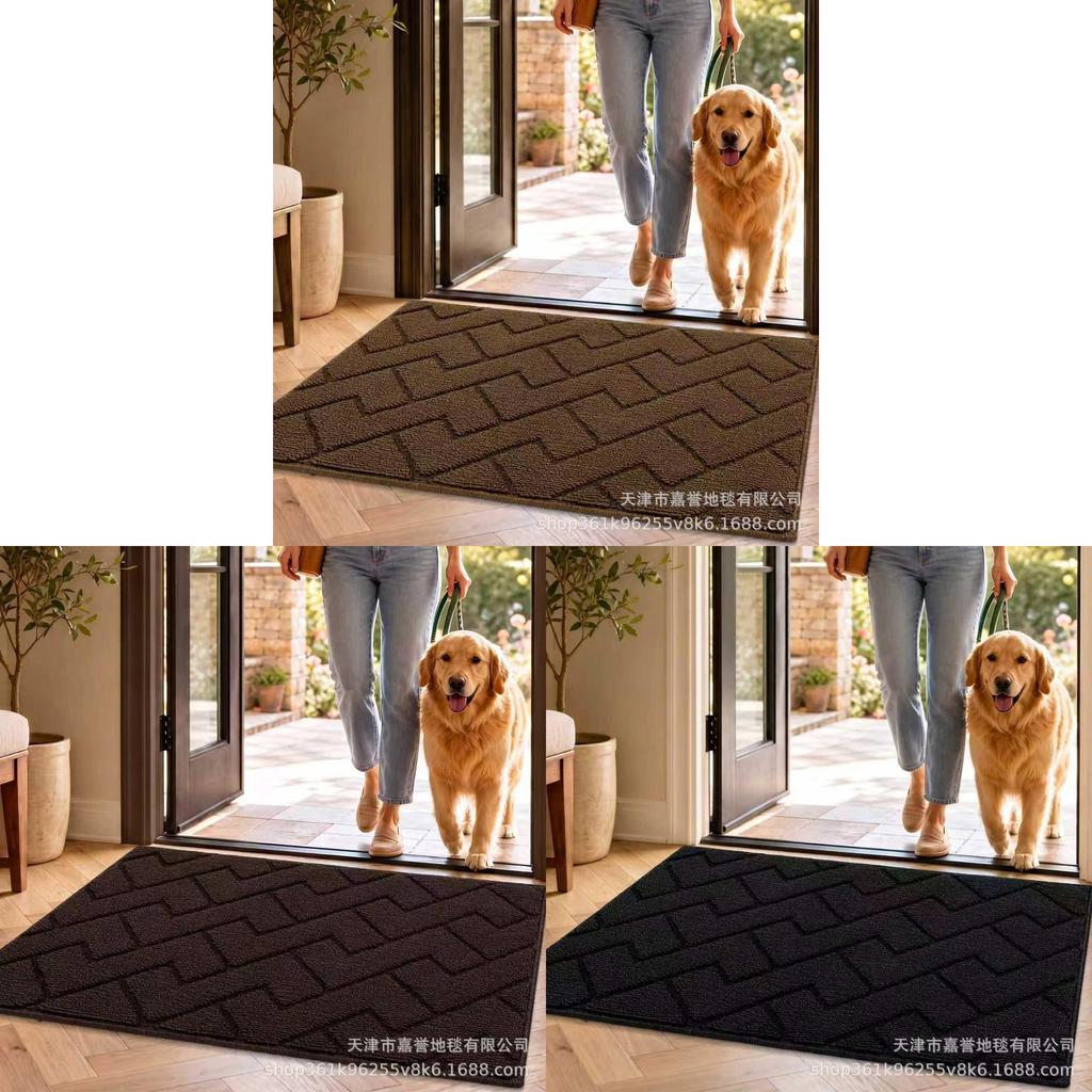 Entryway Doormat With Plush Flocking For Bathroom And Living Room Use