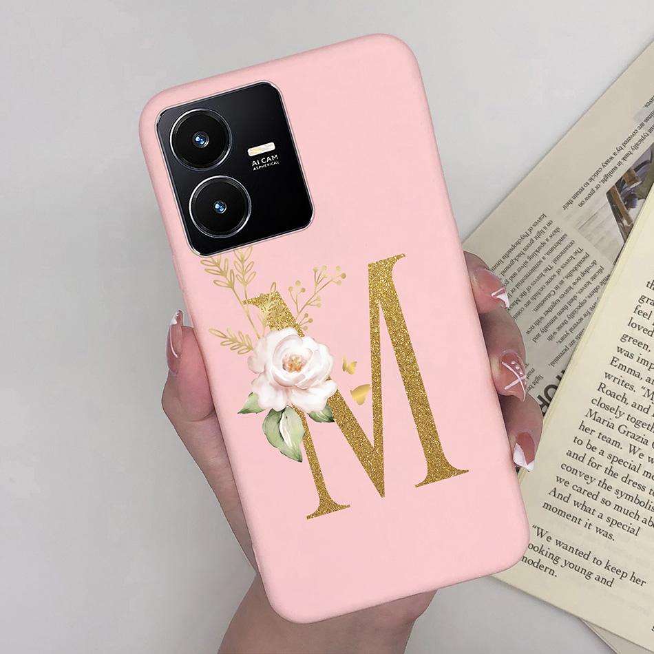 

Flower Letters Case For Vivo Y22 2022 Y22S Matte Silicon Soft TPU Back Phone Cover For VivoY22 Y 22 22S Case Funda Bumper Shell Vivo Y22S
