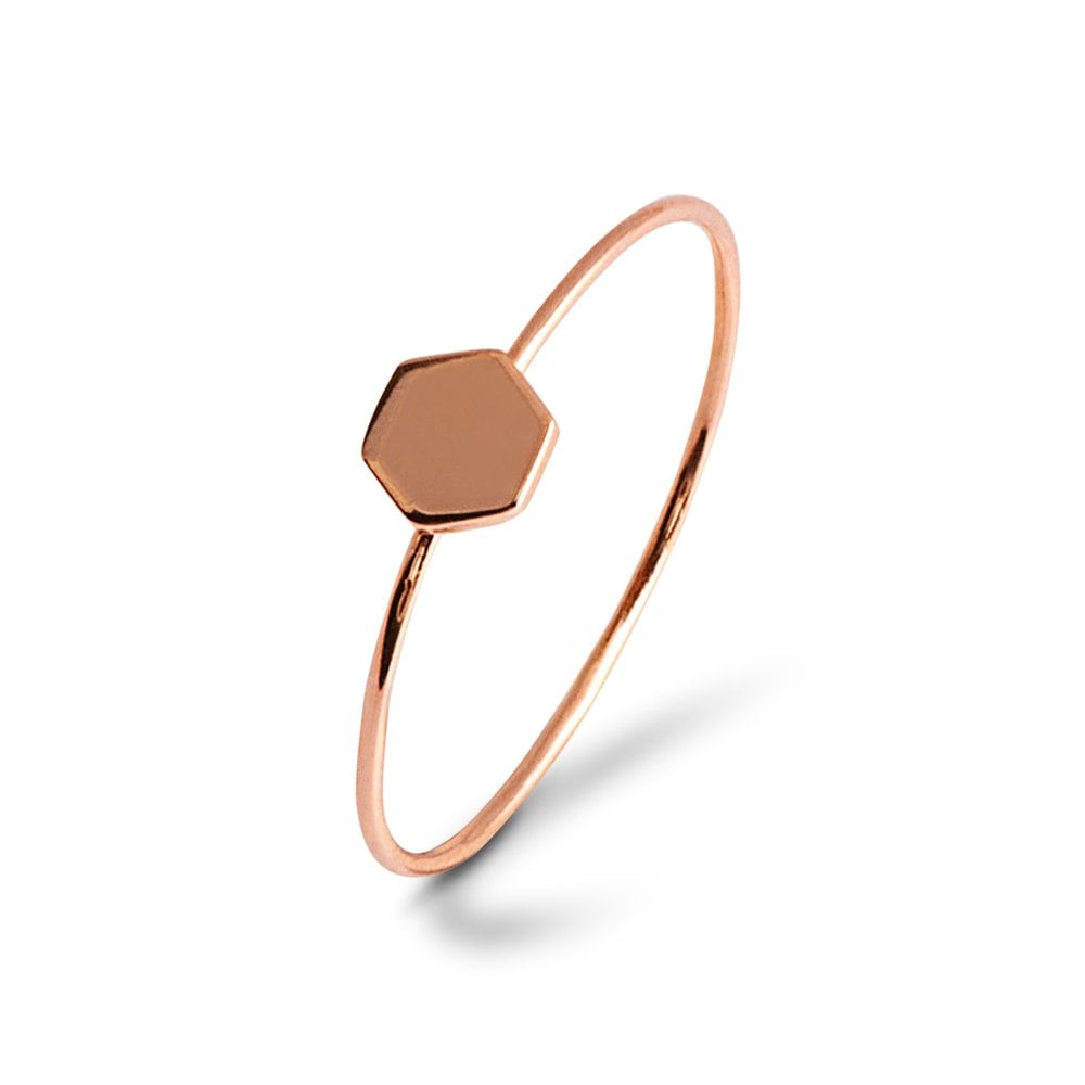 14K Hexagon Miss Ring Gold Thread Ring