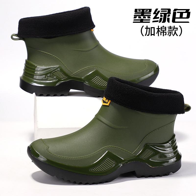 Commuter wading shoes short sports rain shoes fashion rubber shoes thickened and widened non-slip rain boots men's shoes
