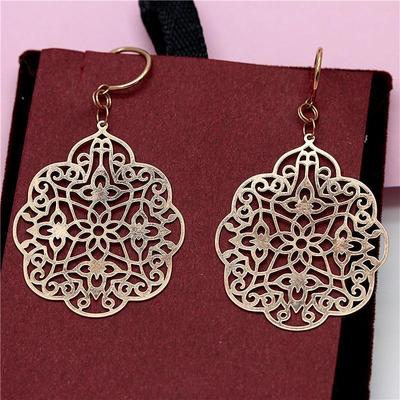 Purple Gold-Plated Rose Gold Dream Catcher Hollow Earrings Personalized Fashion Ethnic Style Design Colored Gold Long Ear Hook