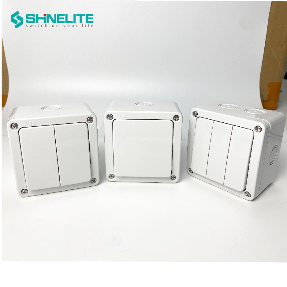Shinelite 2 Gang IP66 Waterproof Electrical Switch Uk Wall Switch for IP66 Waterproof Outside