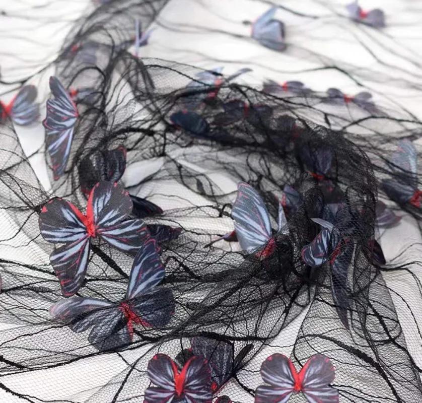 

Exquisite Sheer Embroidery Tulle Yarn 1Yard 3D Vivid Butterfly Lace Fabric For DIY Sewing Wedding Dress Shawl Crafts 1Yard