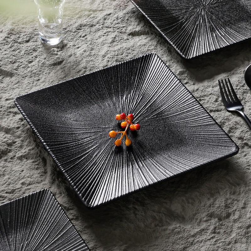 Black Melamine Rectangular Fast Food Plate