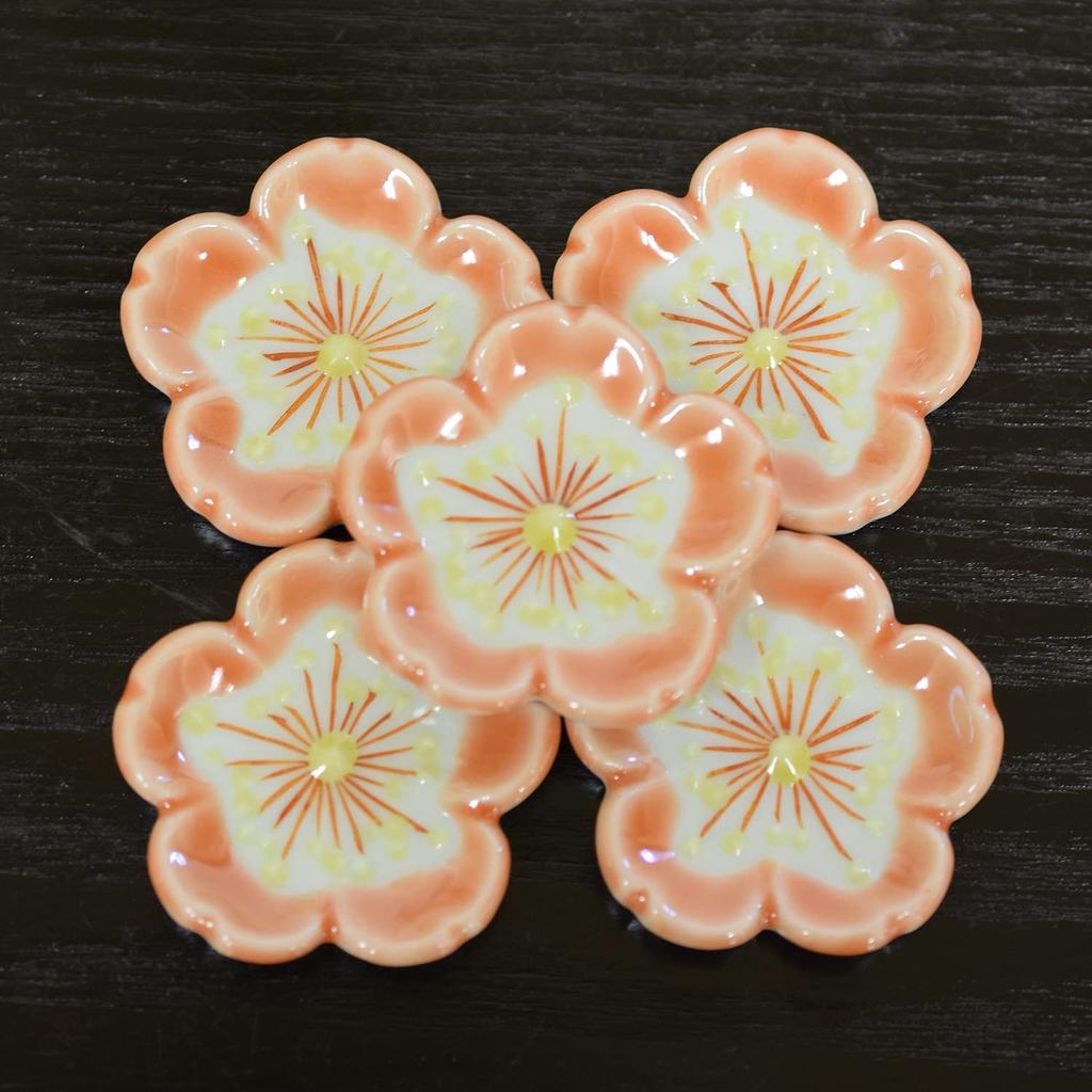 Waza no Kura Chopstick Rests, Stylish Set of 5, Kutani Ware with Cherry Blossom Design, High-Quality Japanese Tableware, Cutlery Rest, Made in Japan