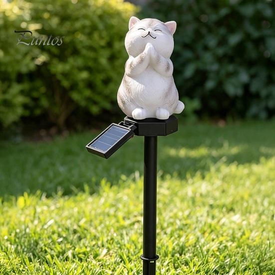 Eco Friendly Solar Garden Decor Cat Light, Waterproof Pathway Outdoor Warm White Path Lights LED Lamp for Patio Yard Lawn Decoration