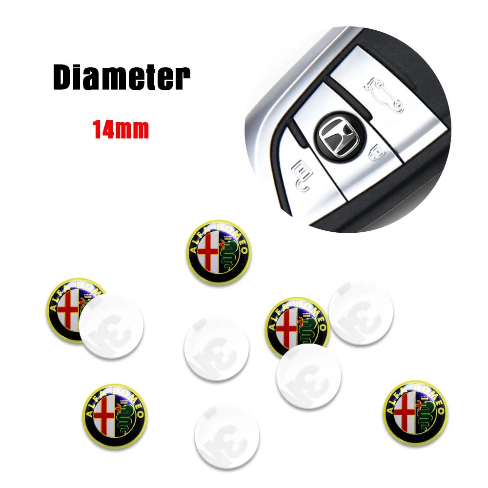 Car Stickers For Alfa Romeo 5/10PCS 14mm Car Remote Key Sticker Aluminum Badge For Alfa Romeo 159 Sportwagon Giulietta Mito 147