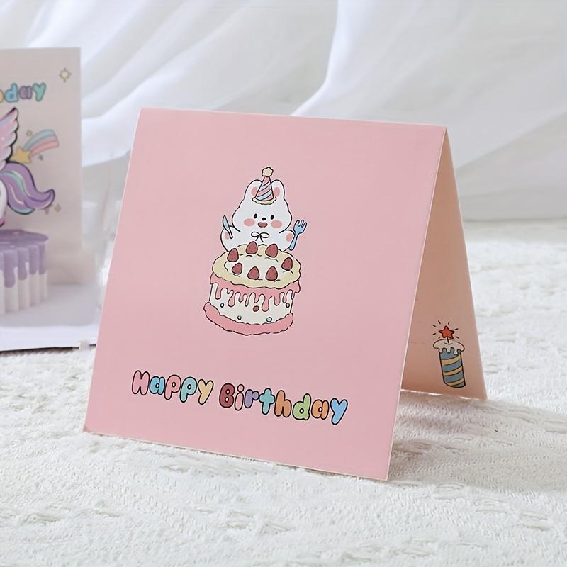 1 Stück Cartoon 3D Geburtstagskarte Kuchen Kreativ Niedlich Kleine Karten Segen Geschenk Brief Geburtstagskarte
