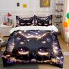 Adorable Fantasy Cat Night Decor Exquisite Three-Piece Bedding Set Gift For Kids And Adults