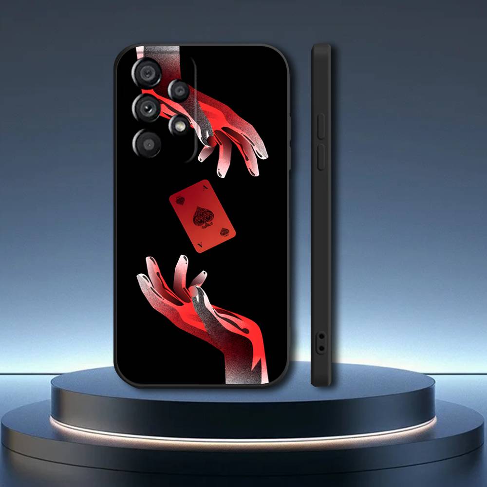 Ace of Spades Poker Phone Case For Samsung Galaxy A73,31,32,72,41,53,52,71,22,5G,Note,J7,8,9 Soft Black Cover SamsungA71