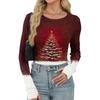 Damen Winter Slim Unterteil T-Shirt Mode Lässig Farbverlauf Druck Rundhals Pullover Langarm Oberteil