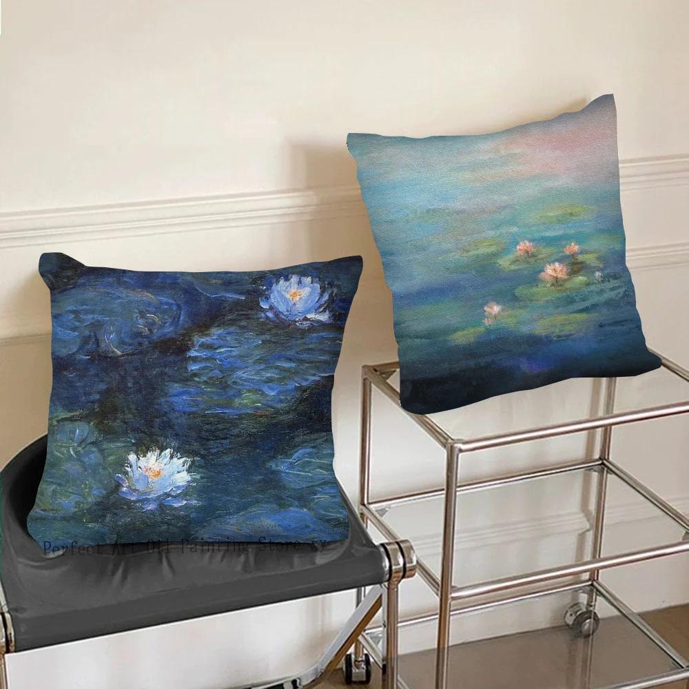 1pc Claude Monet Pillow Case Square Bedroom Sofa Leisure Comfort Cushion Car Living Room Home Decoration