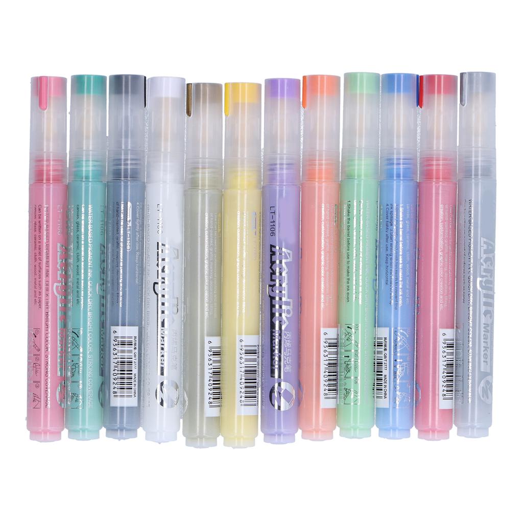 12 Pcs Acrylic Marker Pen DIY Colorful Marker Note Marker Pen Holiday Decoration