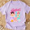 Popular Cartoon Print Women T-Shirt Cartoon Design Casual Harajuku Style T-shirts Girls Round Neck Short Sleeved Top Fans Gifts