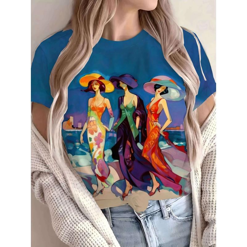 Streetwear Punk Style Graphic Tee Women - Comfortable Breathable Casual Round Neck Short Sleeve Top