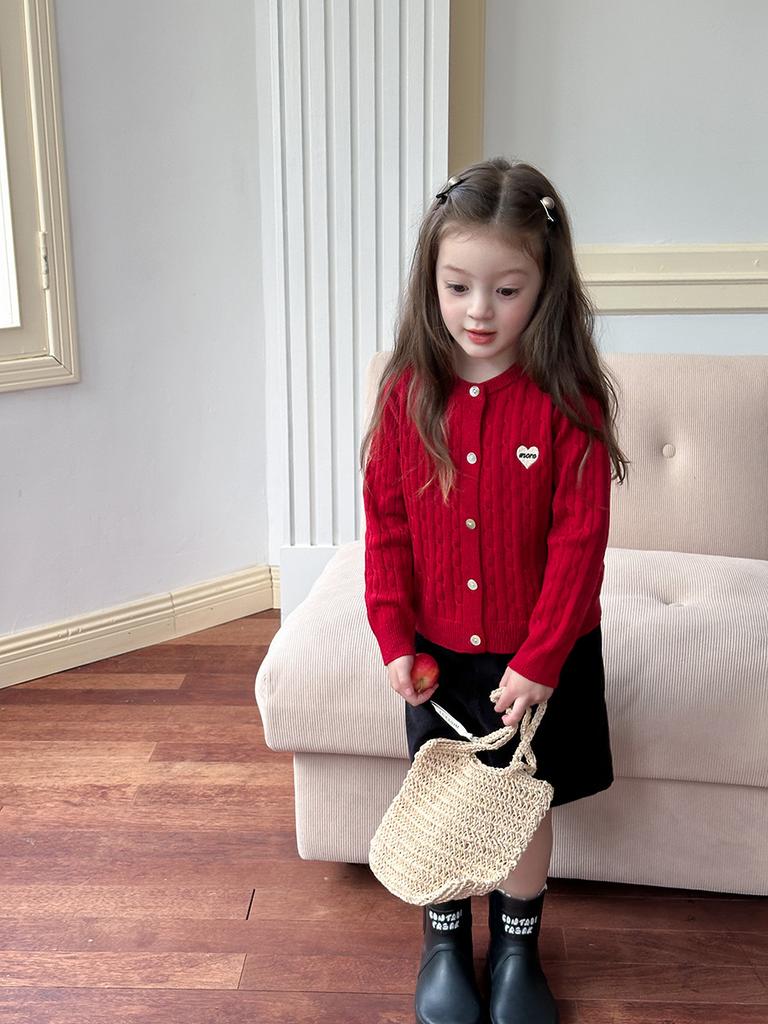 Children's Casual Sweater Autumn Girl Sweet Love Knitted Cardigan Coat