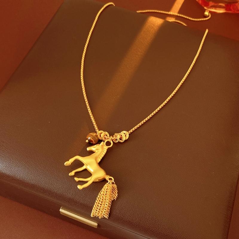 Horse Zodiacs Themed Gift Necklace Featuring Horse Pendant Vintage Metal Finish Ideal for Birth Year Celebrations