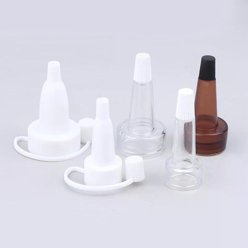 5pcs Clear/Tea Color 13/20mm White Tip Spout Cap Ampoule Serum Lids Flared Shape Top Sealing Cap Of Penicillin Bottle Dropper