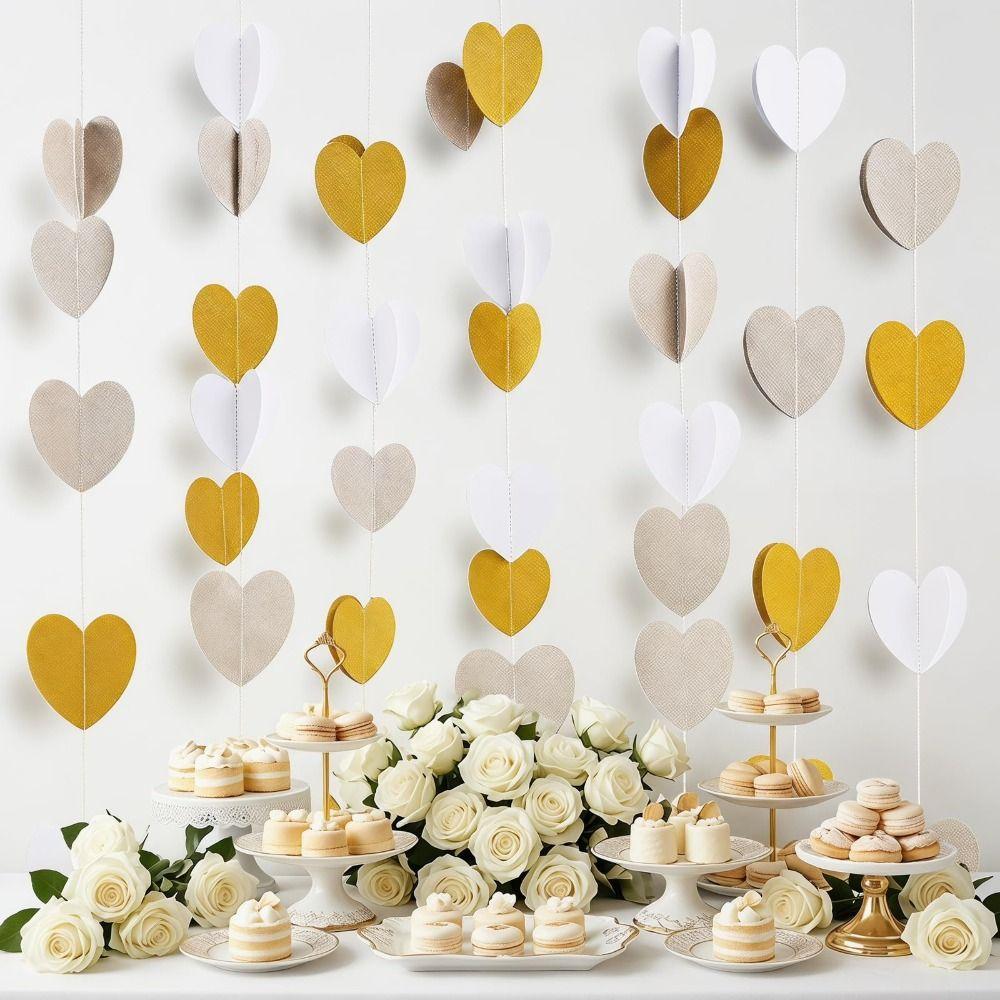 Paper Heart Streamer Banner Decorative Paper Garland Paper Heart Decorations Wedding Decorations