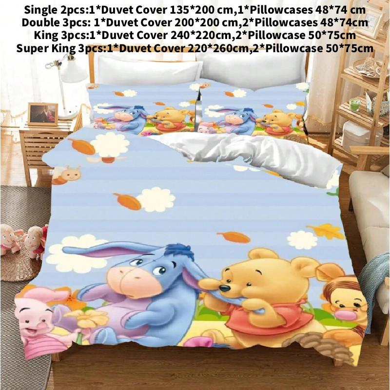 Set Biancheria da Letto per Bambini Winnie the Pooh in Flanella e Colori Vivaci per Decorazione Stanza Bambini