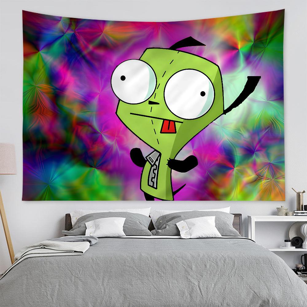 Invader Zim Cartoon Anime Tapestry Hanging Tarot Hippie Wall Rugs Dorm Wall Hanging Sheets