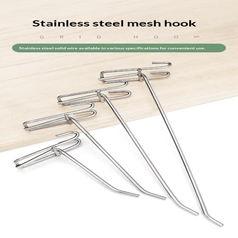 5pcs Stainless Steel Grid Wall Hooks Heavy Duty Rust Proof for Garage Kitchen Small Business Display