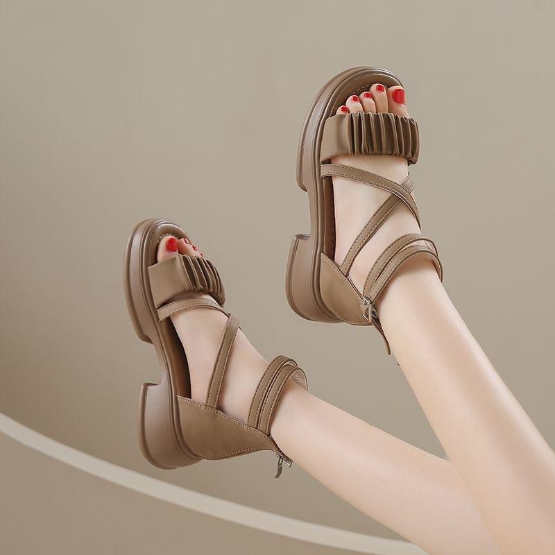 2025 New Roman Sandals Women's Summer Fashion Versatile Fairy Style with Skirt Wear Thick-soled Cool Boots Tide