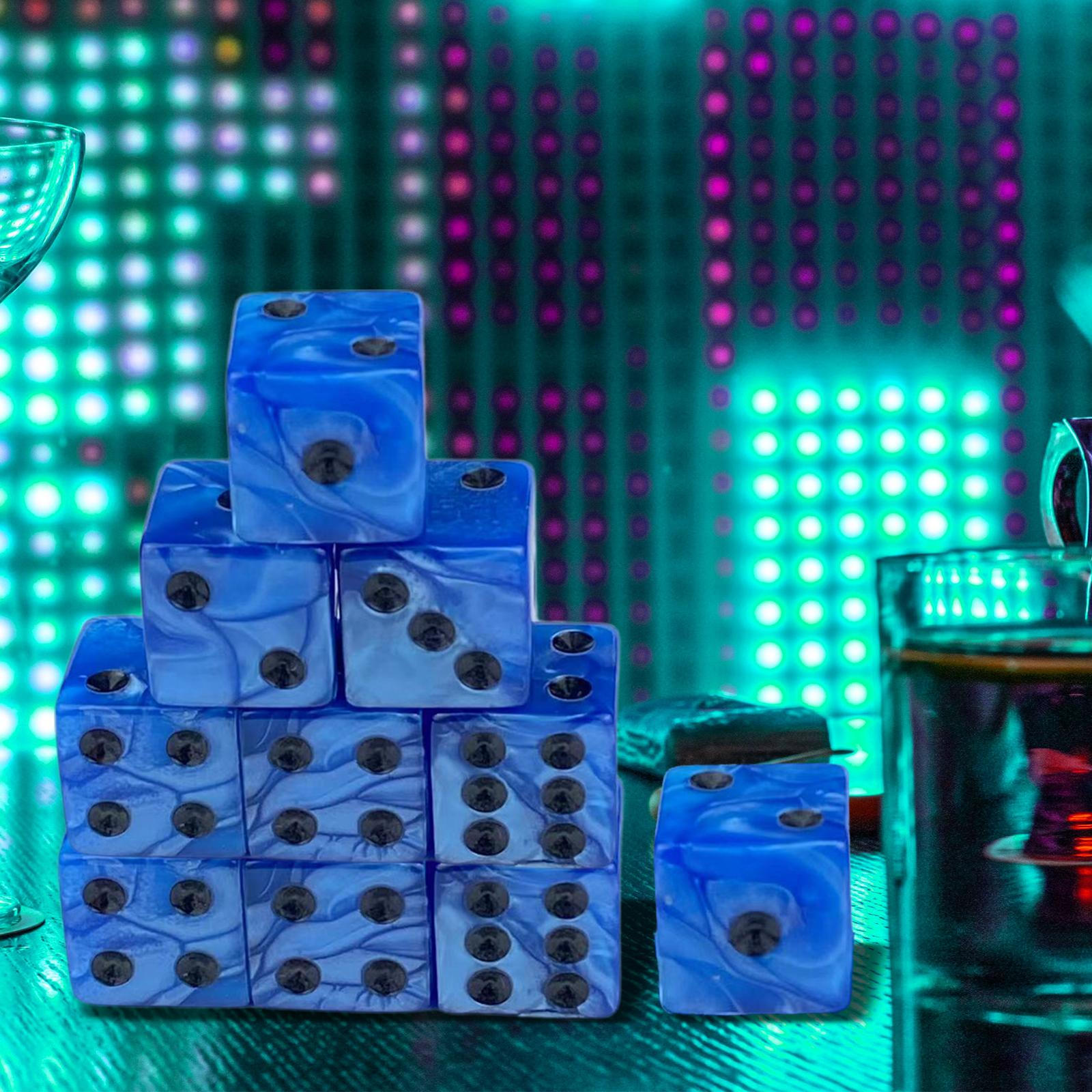 

10 шт., 6-сторонние игровые кости, принадлежности для вечеринок, 16 мм, развлекательные игрушки D6 для Blue