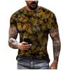 Summer Round Neck Honey Bee 3D Print Top Fashionable Casual Short Sleeved Men's T-shirts