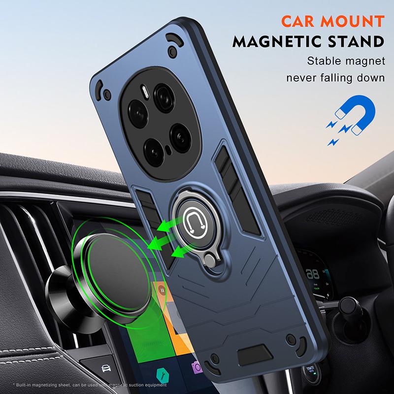 Pro Honor Magic 7 Pro Černé Brnění Magnetický Prstenový Stojánek Pouzdra na Telefon Pro Honor Magic 7 Pro Tvrdé PC Odolné Krytí Proti Pádu