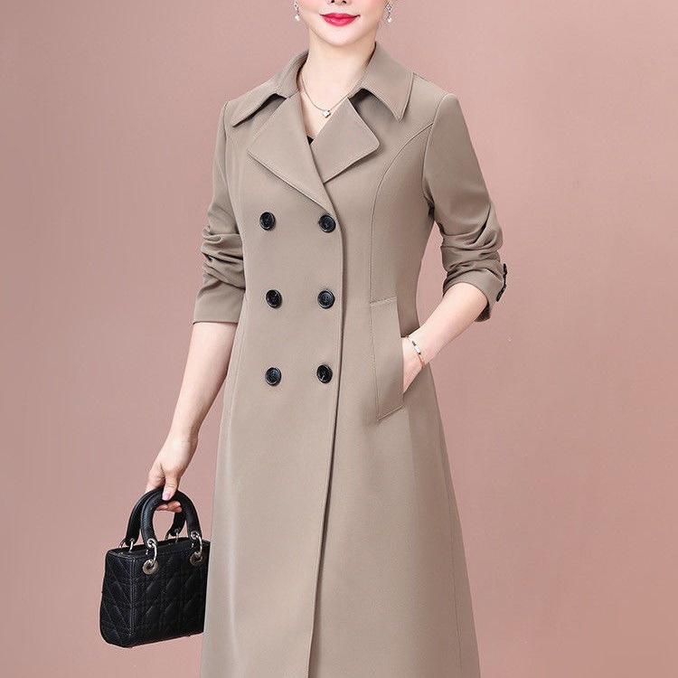 Elegant Spring 2025 Women's Mid-Length Trench Coat for Elderly Ladies