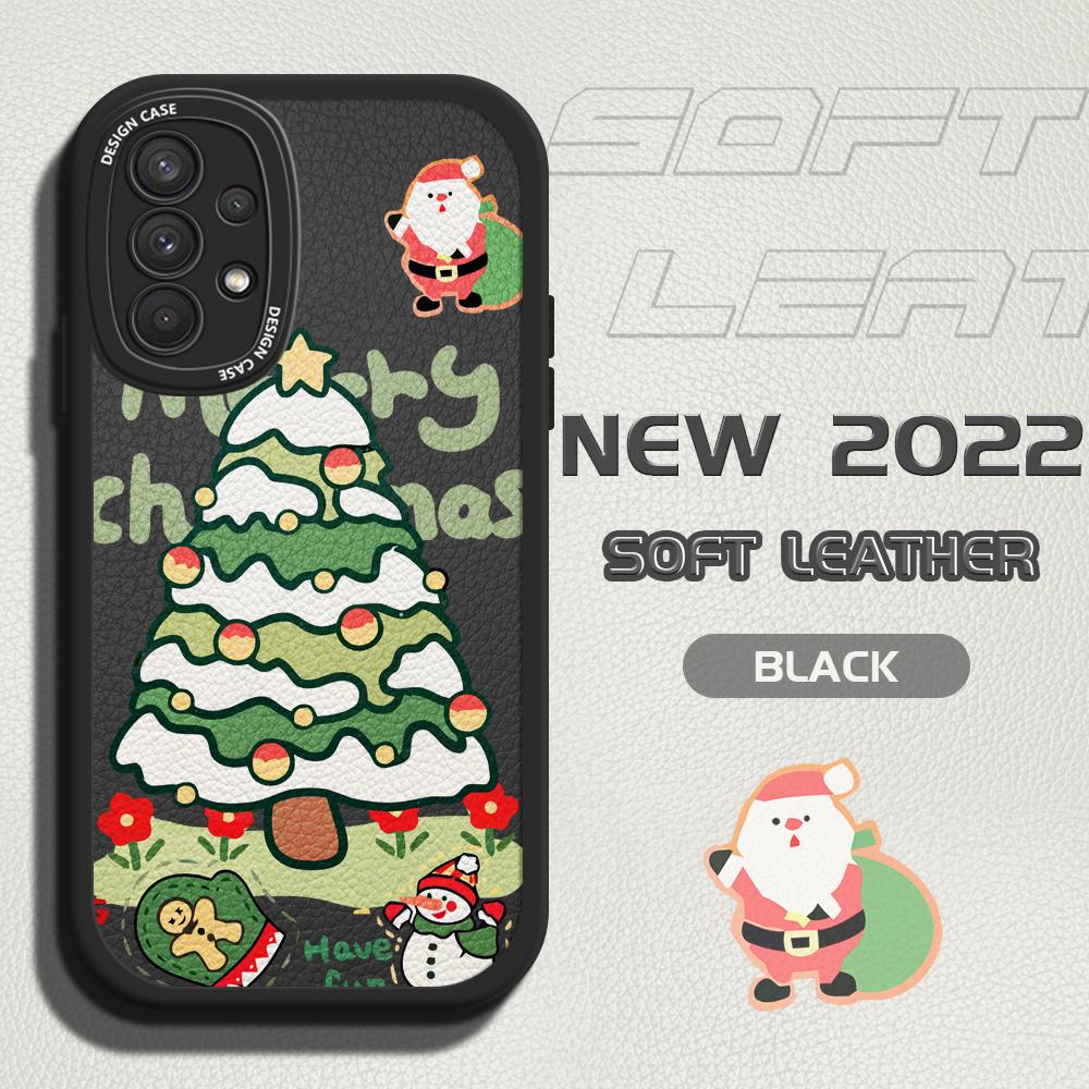 

Тонкий мультяшный кожаный чехол с рождественской елкой из искусственной кожи для телефона Samsung Samsung S23 FE чёрный