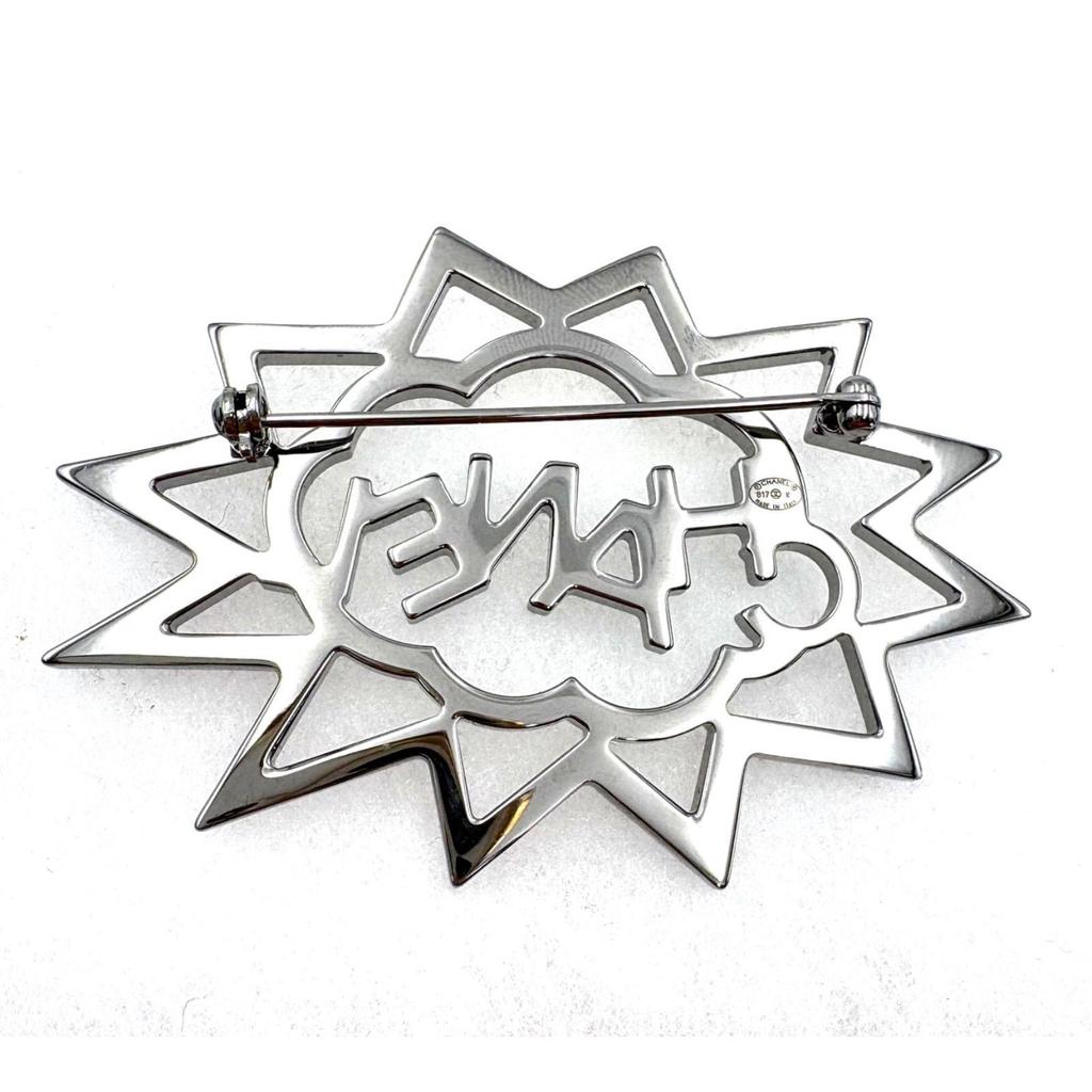 Used 【Beautiful Condition】CHANEL 2017 Logo Pop Art Crystal Brooch with Box
