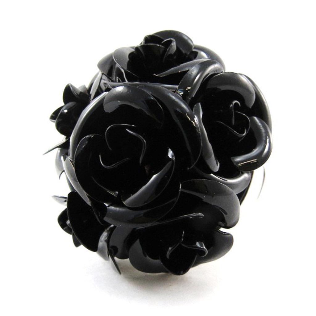 Les Trésors De Lily [J2045] - Black 'Boules De Roses' Designer Ring