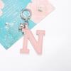 Colorful PU Leather Keychain with Peach Heart and 26 English Letter Charms