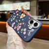 Cartoon Floral Pattern Shockproof Phone Case For iPhone 16 Pro Max 15 Pro 14 Plus 13 12 11 Soft TPU Leather Texture Slim Matte Back Cover