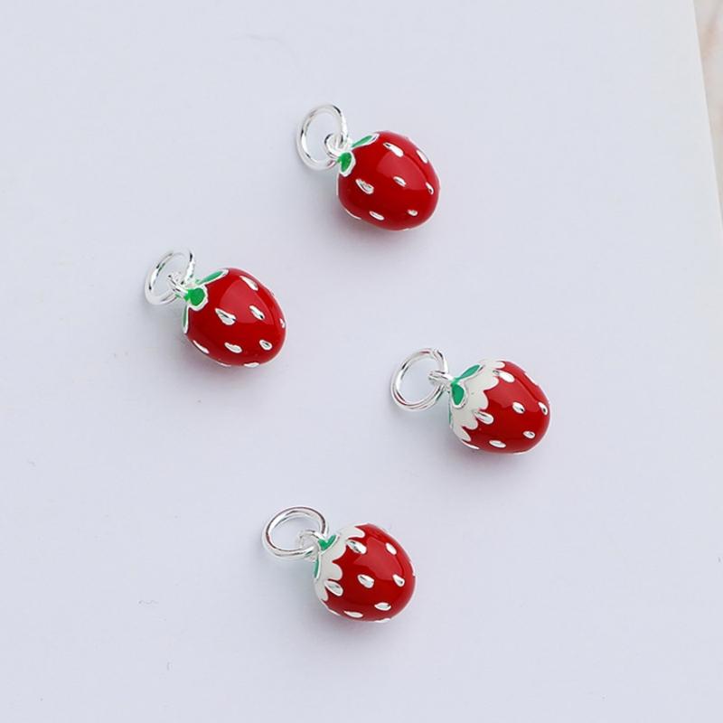 925 Silver Earring DIY Jewelry Accessories Small Red Pendant Base Charms for Woman Jewelry Bracelets Accessories