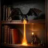 Durable PLA Dragon Model 3D Printed Fire-Breathing Bookshelf Decor, Fantasy Nook Light, Flying Figurine Theme Display with Flame, Halloween Shelf for