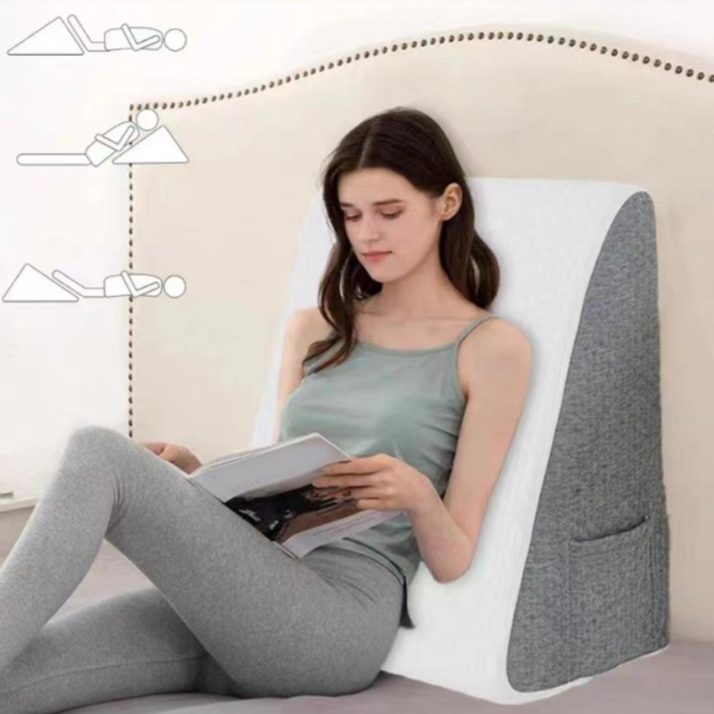 Bed Wedge Pillow Polyester Sponge Triangle Elevated Support Pillow with Small Round Pillow for Back 