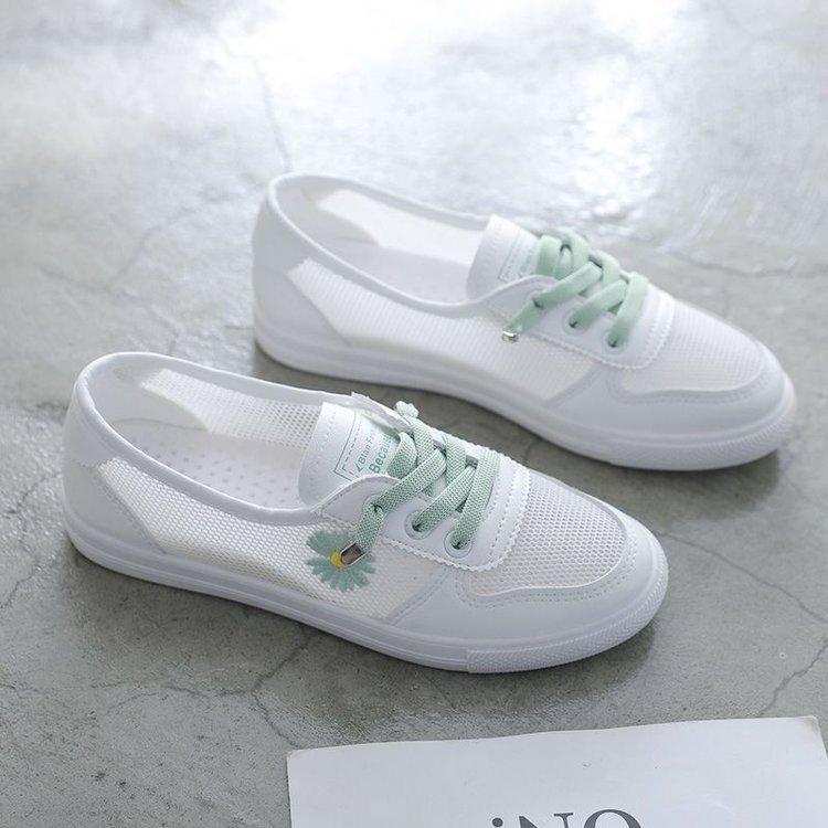 Little White Shoes Women's Summer Thin Mesh Breathable Mesh Shoes Korean Version Versatile Student Children Flat-bottomed Lazy Shoes