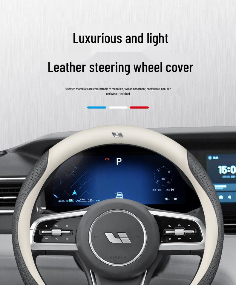 Ideal ONE/L7/L8/L9 Genuine Leather Steering Wheel Cover, Ultra-Thin, All-Season Fit