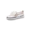 Fashion New Platform Diamonds Butterfly Knot Women Flats Bling Woman Rhinestone Ladies Casual Mesh Chunk Sole Slip-on Shoes Size 43