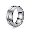 New European & American Men's Double Bevel Brushed Matte Wedding Ring - Simple Design, Hot Selling